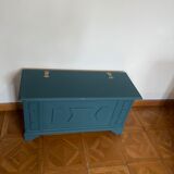 Peacock blue wooden toy chest