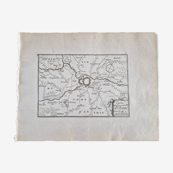 17th century copper engraving "Map of the government of Arras" By Pontault de Beaulieu