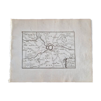 Gravure sur cuivre XVIIème siècle "Carte du gouvernement d'Arras", par Pontault de Beaulieu