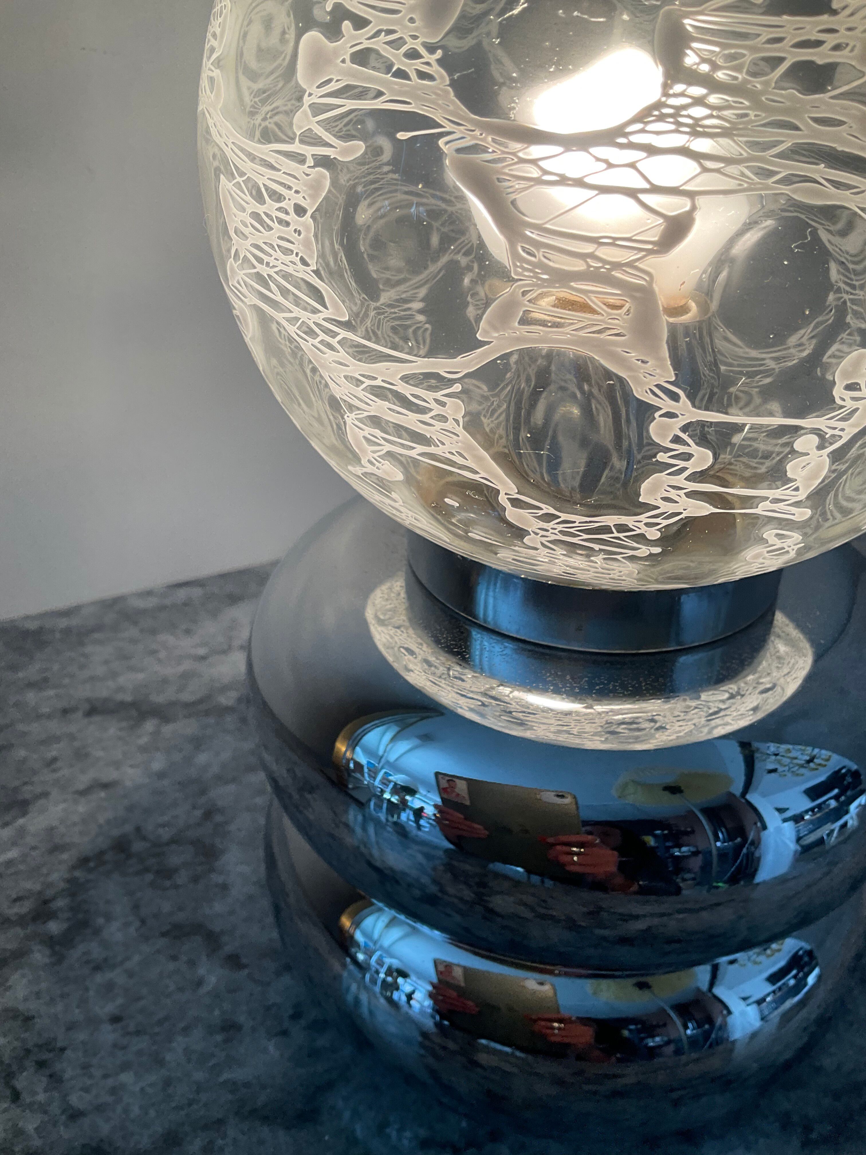 Space Age lamp in chrome metal and glass
