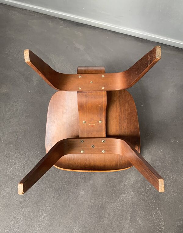 Chaise DCW Charles & Ray Eames pour Evans Plywood 1945, étiquette originale
