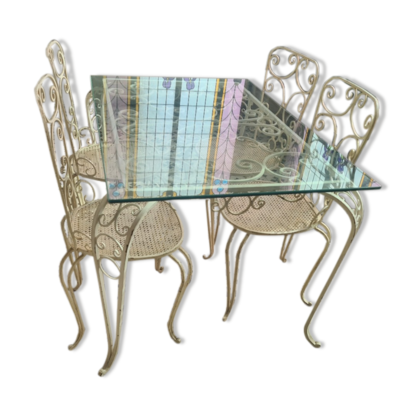 White wrought iron garden furniture 1949 1950