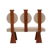 Banc en bois contemporain avec dossier circulaire triple et rembourrage en bouclé, Italie