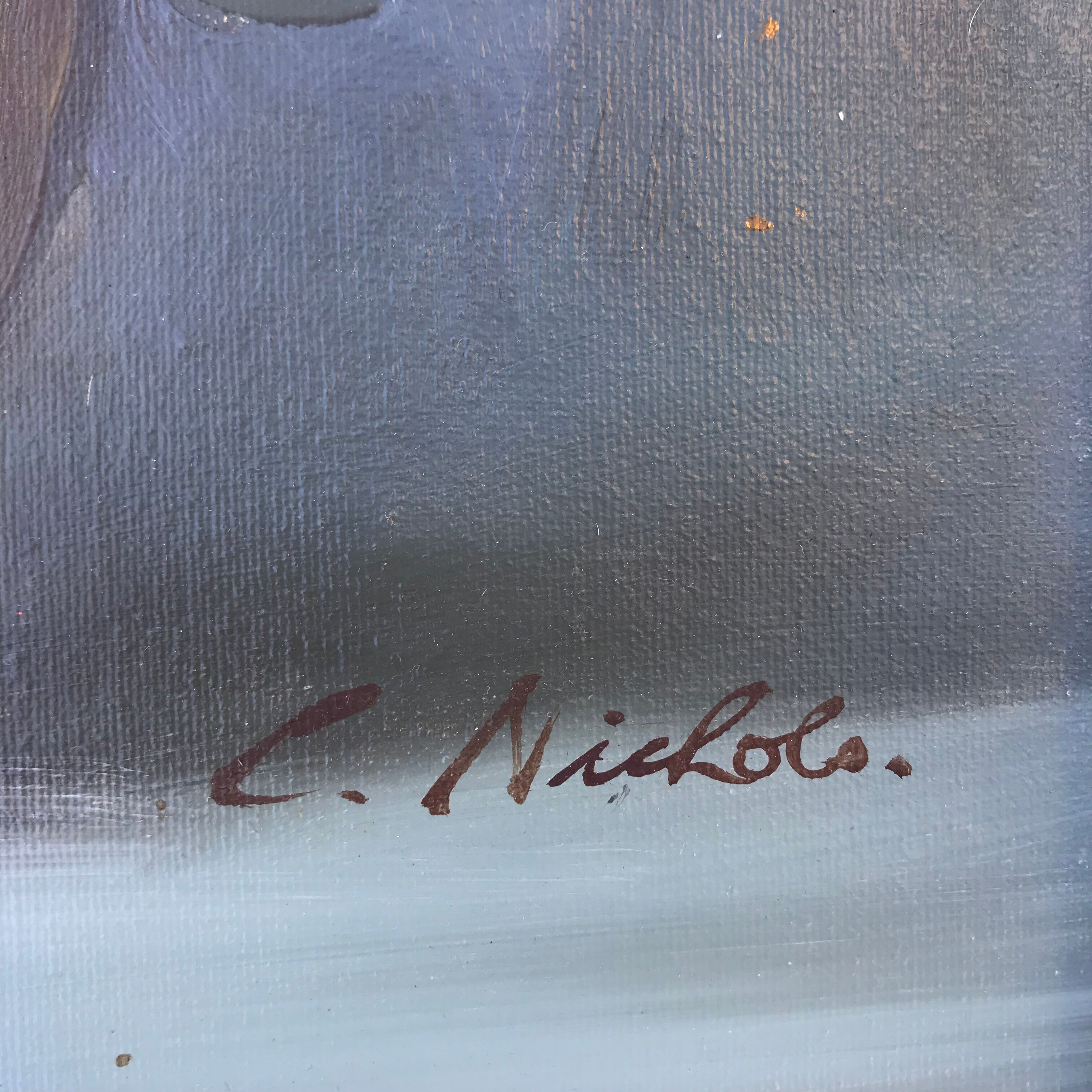 Gouache on canvas signed C Nichols