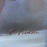 Gouache on canvas signed C Nichols
