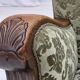 1960s, Danish armchair, green furniture velour, solid oak wood.