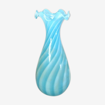 Vase in swirling blue glass