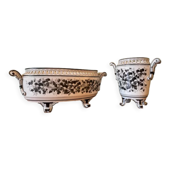 Pot et jardinière en porcelaine ajouré en haut