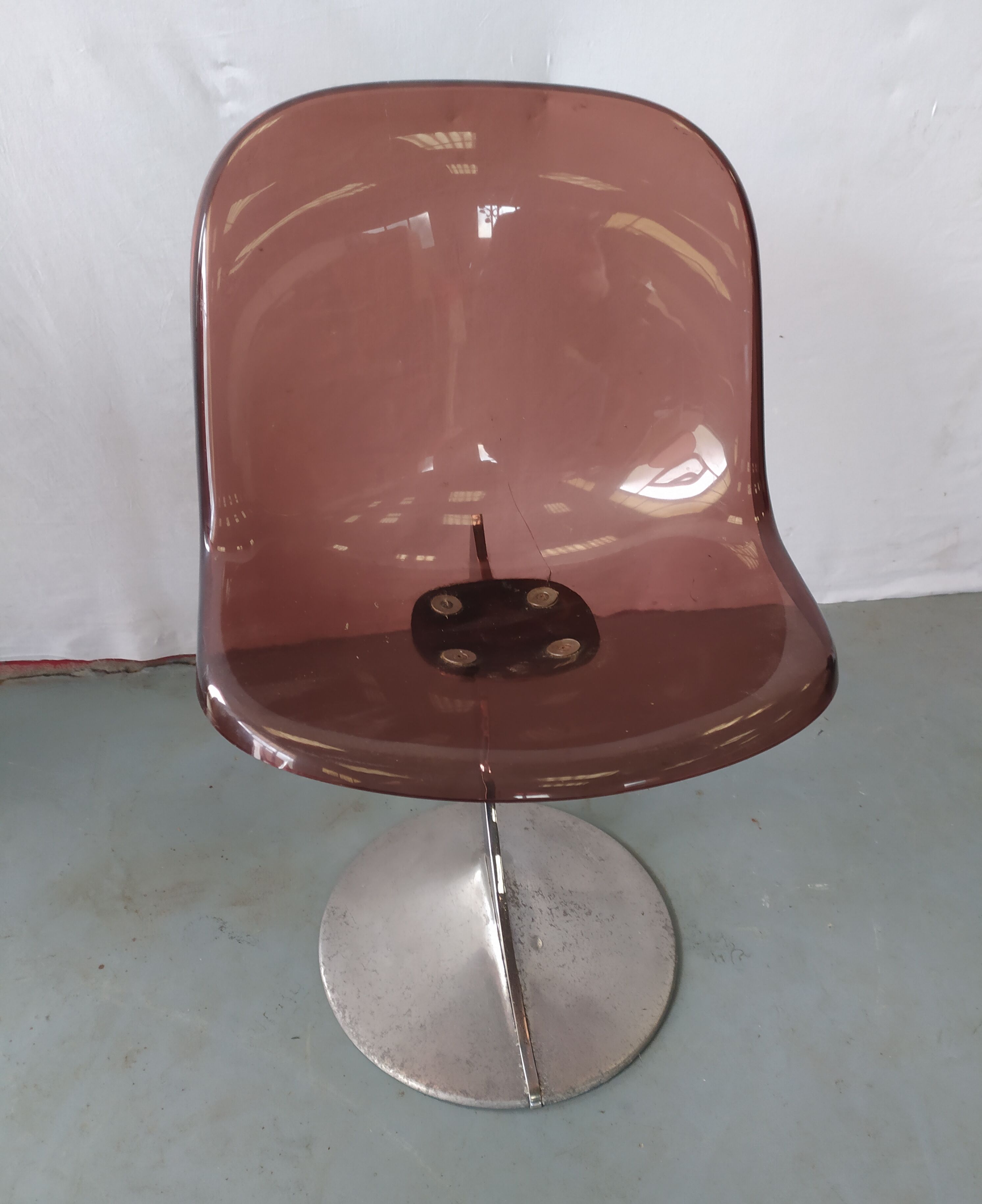 Fauteuil enfant space age chrome et plexiglass