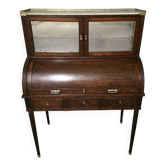 Cylinder desk in mahogany and mahogany veneer, Louis XVI style, 19th century.