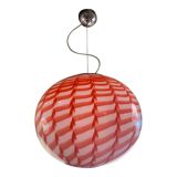 Contemporary Red and White Sphere Pendant in Glass