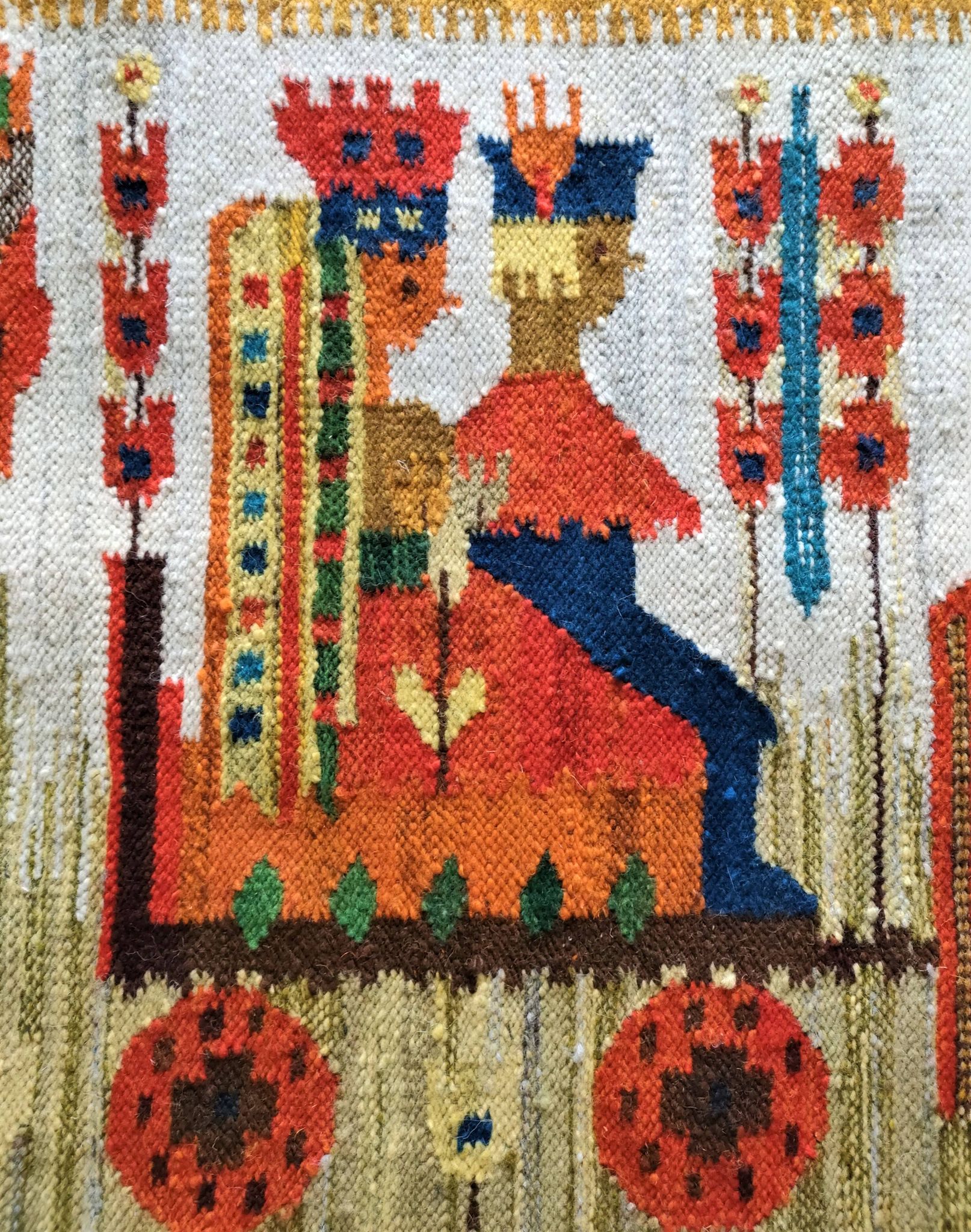 Tapisserie kilim fait main artisanat polonais années 70