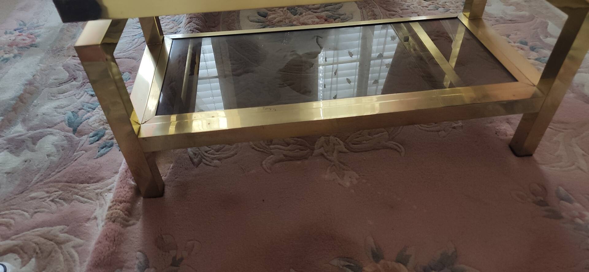 Brass Coffee Table with Smoked Glass Tops. French Work of