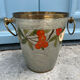 French Cloisonné Champagne Bucket with Fruit Garland & Brass Handles