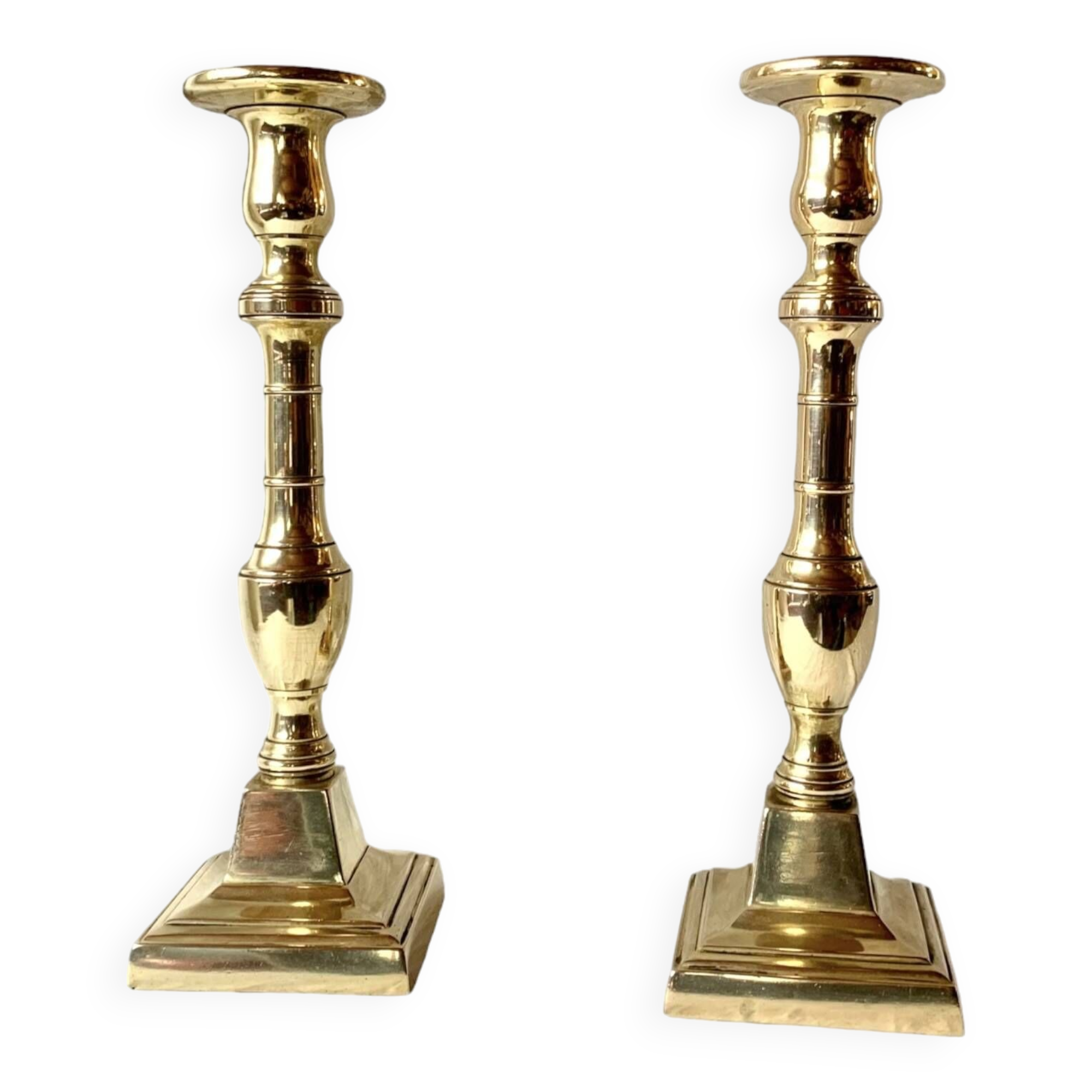 Pair of antique brass candlesticks