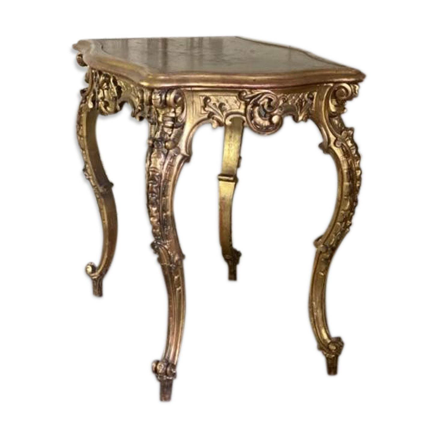 Table en bois sculpté et doré de style Louis XV vers 1880