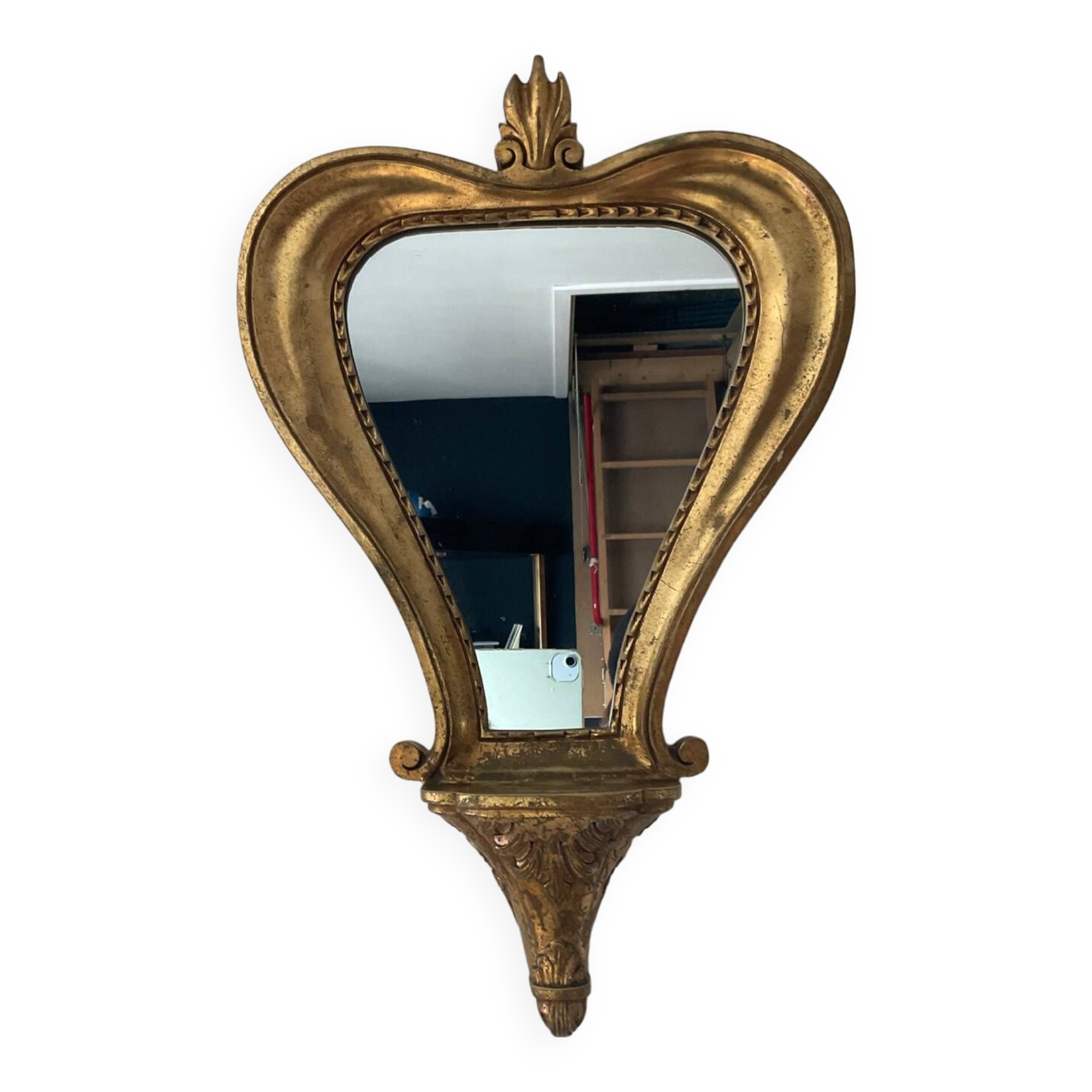 Miroir doré vintage avec selette