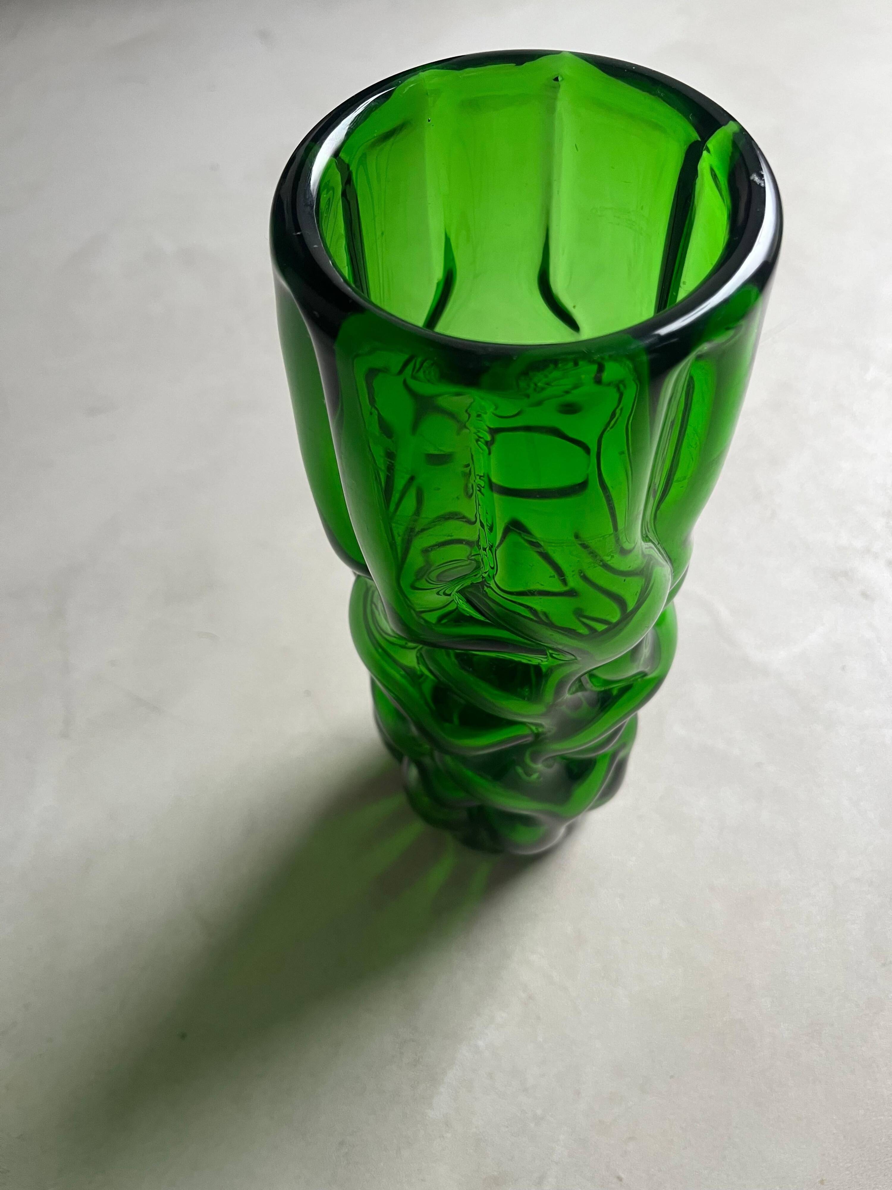 Vintage Murano vase , Emerald Green decorative made in Italy