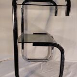 Vintage side table in chrome and smoked glass