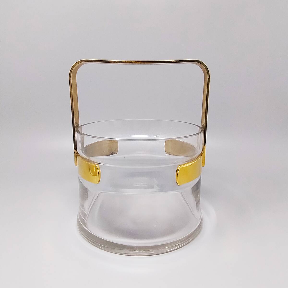 1970s Gorgeous Cocktail Shaker With Ice Bucket by Dorval in Gold plate 24K and Crystal. Made in Ital