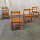Set of 4 cubic chairs in blond pine year 60 by andré sornay