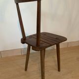 Set of 6 brutalist wooden chairs
