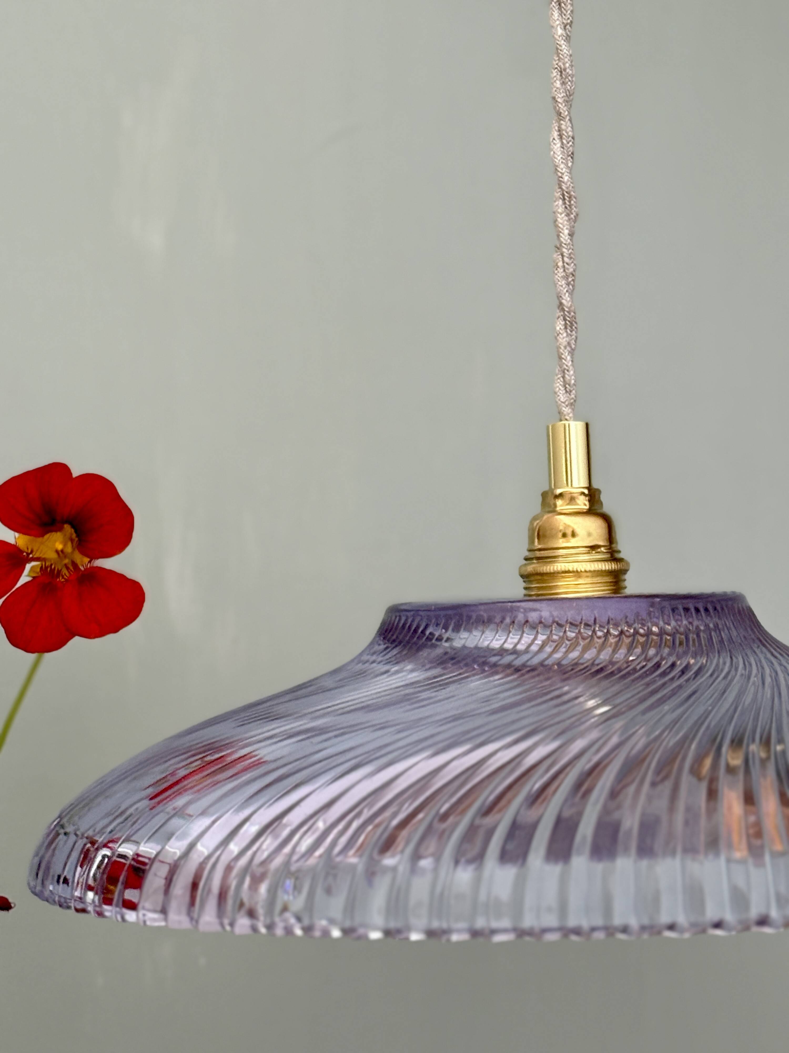 Vintage purple glass pendant light - tableware collection -
