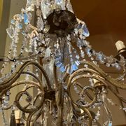 Italian Cut Crystal and Glass Beads Cage Chandelier, 1800s