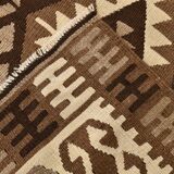 3x6 Brown Cream Handmade Antique Vintage Rug, 103x192Cm