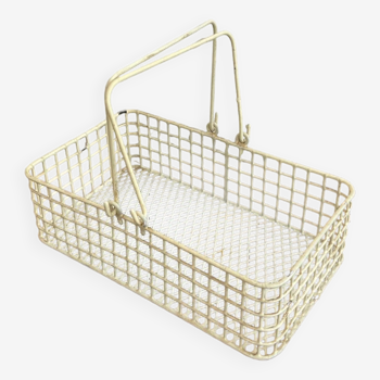 Small cream vintage metal basket