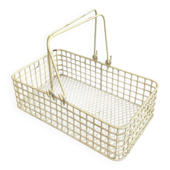 Small cream vintage metal basket