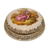 Bonbonnière porcelaine de limoges jammet seignolles décor scène galante