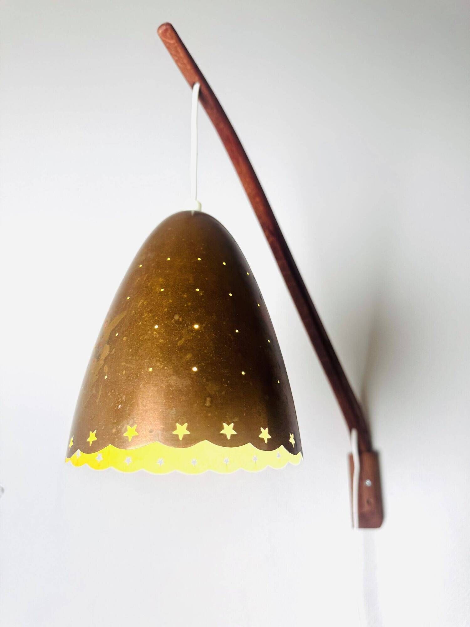 Swivel-Arm Perforated Brass Wall Lamp By Hans-Agne Jakobsson For Markaryd, Sweden, 1960S