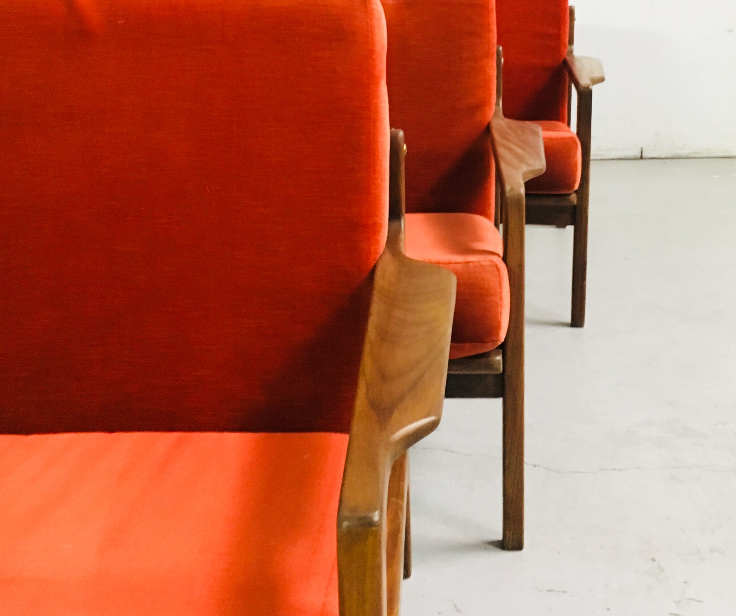 Scandinavian teak lounge - bench and two armchairs