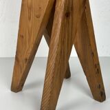 Midcentury brutalist artisanal rustic handcrafted stool, France 1960s