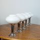 5 x lampes murales et plafonniers en verre chrome et opale GDR Narva VEB