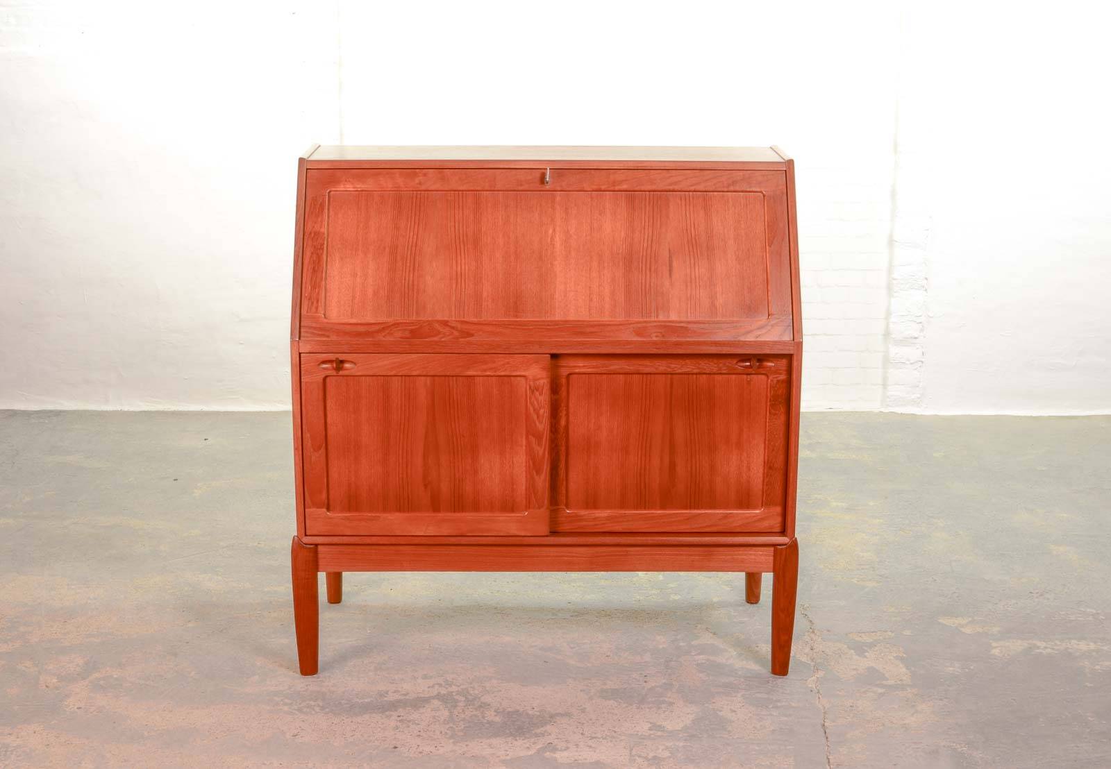 Danish Teak Writing Desk Cabinet by H.W. Klein for Bramin. Germany, 1960s