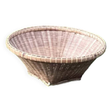 Large flat rattan basket