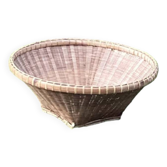 Large flat rattan basket