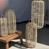 Large lantern-shaped rattan pendant lamp H50 D24