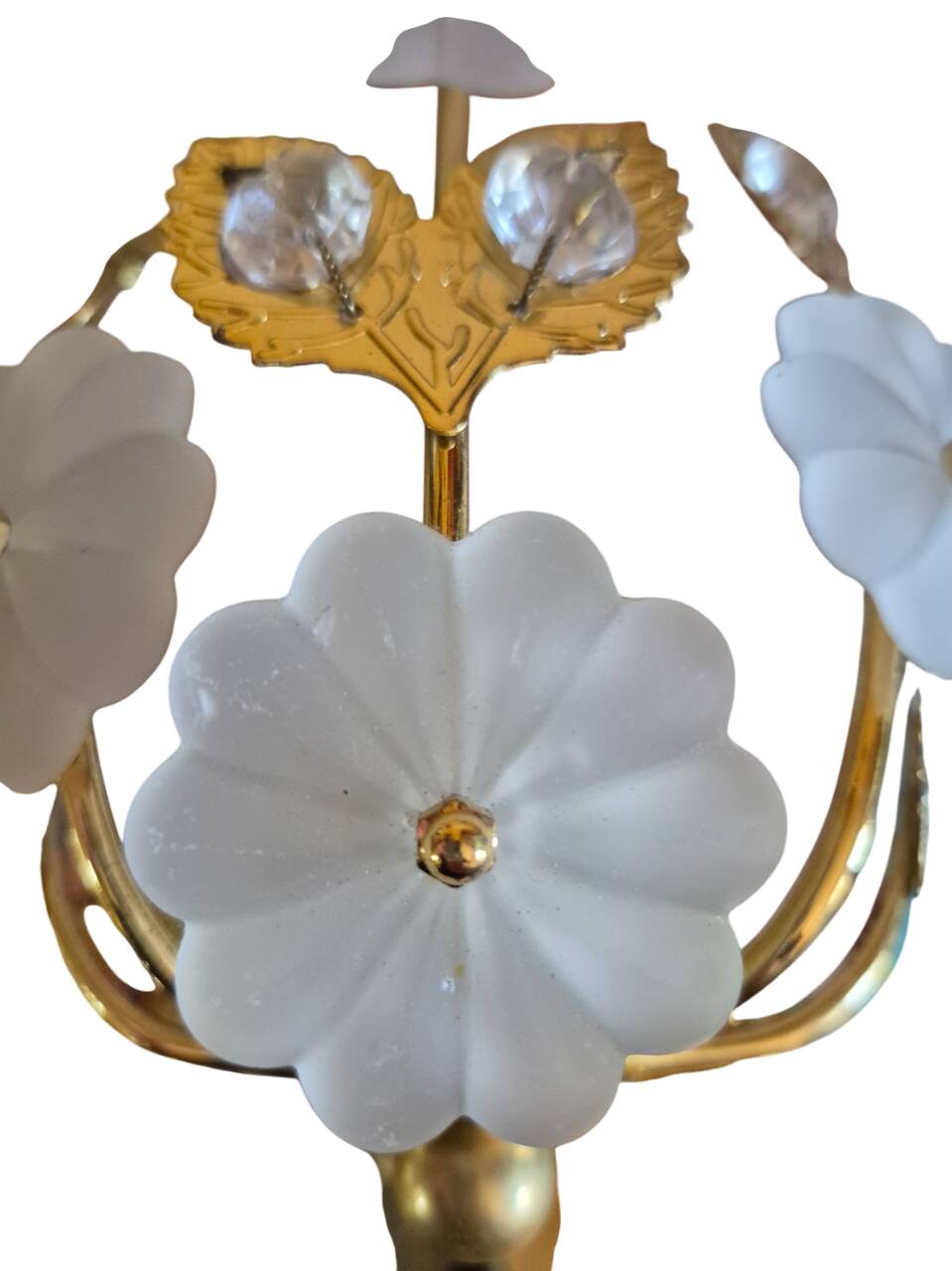 Pair of Banci Florence gold metal and crystal flower wall sconces