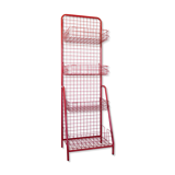 Red mesh metal grocery shelf
