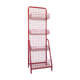 Red mesh metal grocery shelf