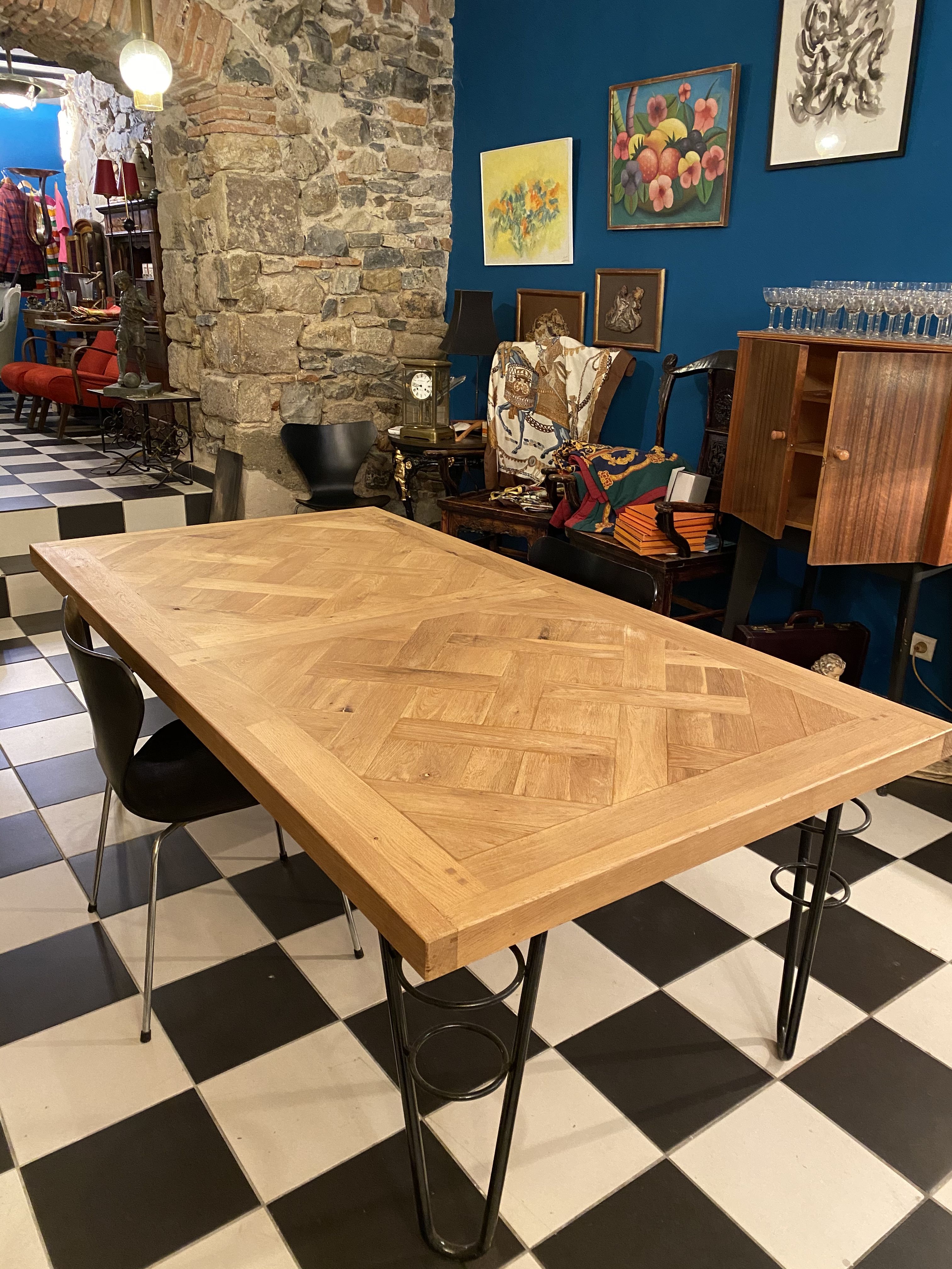 Table repas parquet de Versailles chêne massif