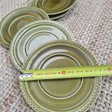 Set of 5 khaki Gien earthenware dessert plates