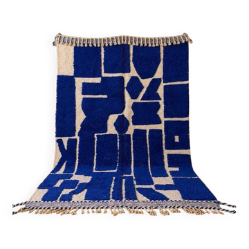 Handmade traditional Berber rug 2/3 m blue