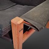 Constructivist design lounge chair wood, metal and canvas, Netherlands 1960
