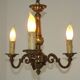 Art Nouveau bronze chandelier with 3 lights, France