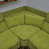 Green Corduroy Modular Corner Sofa, 1970s, Set of 4