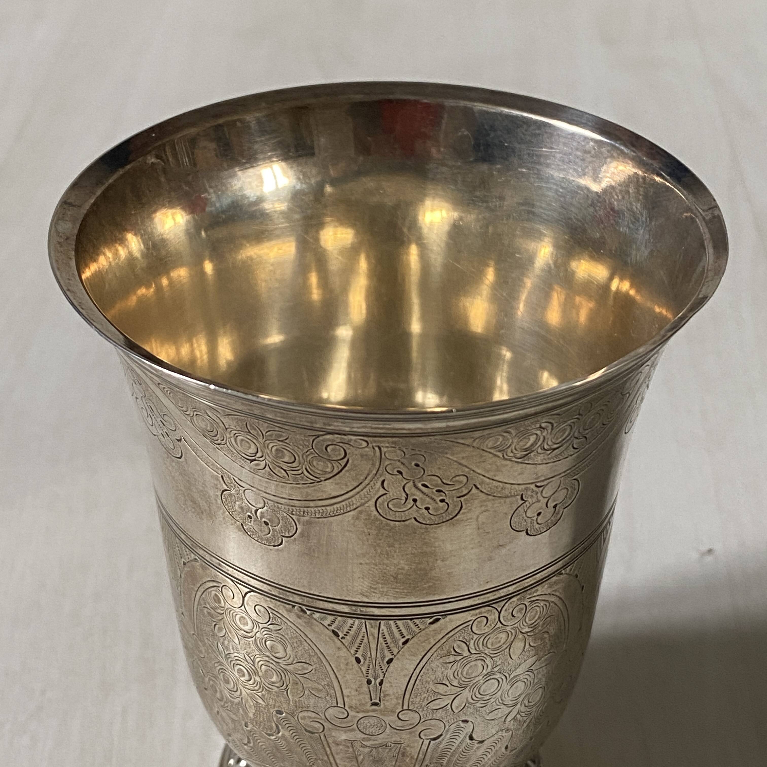 18th century solid silver tulip cup